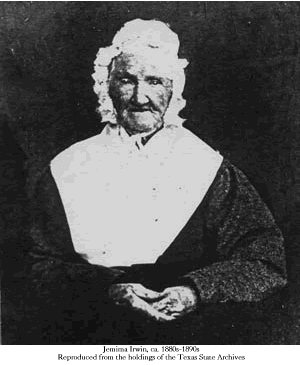 Jemima Stockton Irwin, ca 1880s or 1890s.><br /> Reproduction of original in collection of Texas State Archives.